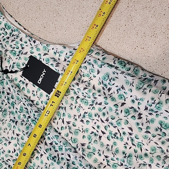 Dkny Sz 6 Women Floral Green Black White Dress Swing - Picture 4 of 11